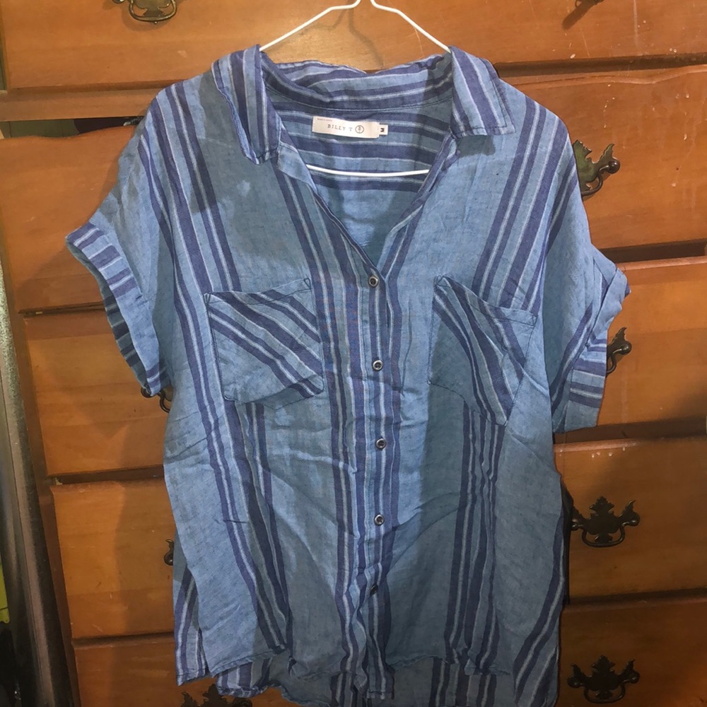 Gelena Striped Button-Front Top